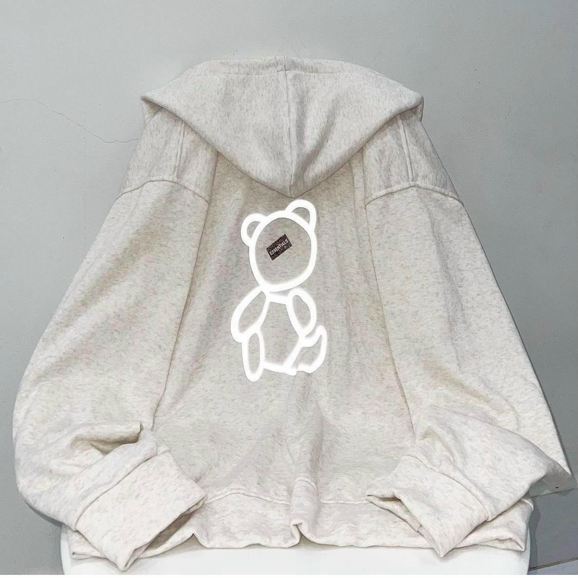 Áo khoác hooide gấu sao phản quang, áo khoác phản quang in hình mặt gấu mới về, Áo khoác hoodie Gấu194 Gấu Phản Quang vải nỉ co dãn, dày dặn mềm mịn form rộng, Áo khoác hoodie phản quang Gấu Teddy unisex ulzzang from rộng phong cách hàn quốc