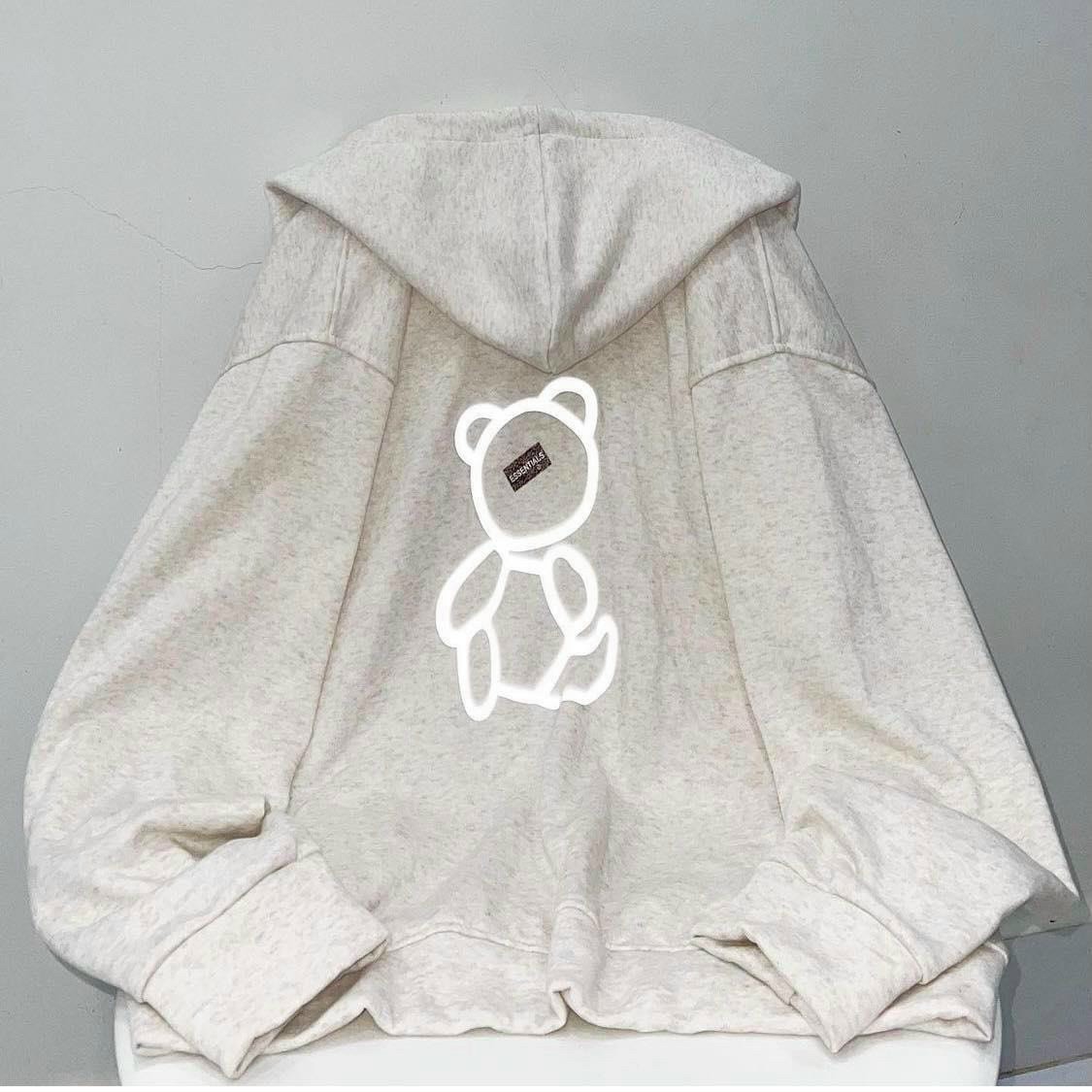 Áo khoác gấu phản quang ảnh thật unisex,  áo khoác hoodie dây kéo gấu phản quang ảnh thật unisex, áo khoác unisex ulzzang form rộng phản quang cá tính phong cách hàn quốc, áo khoác nam, áo khoác nữ, áo khoác cặp đôi