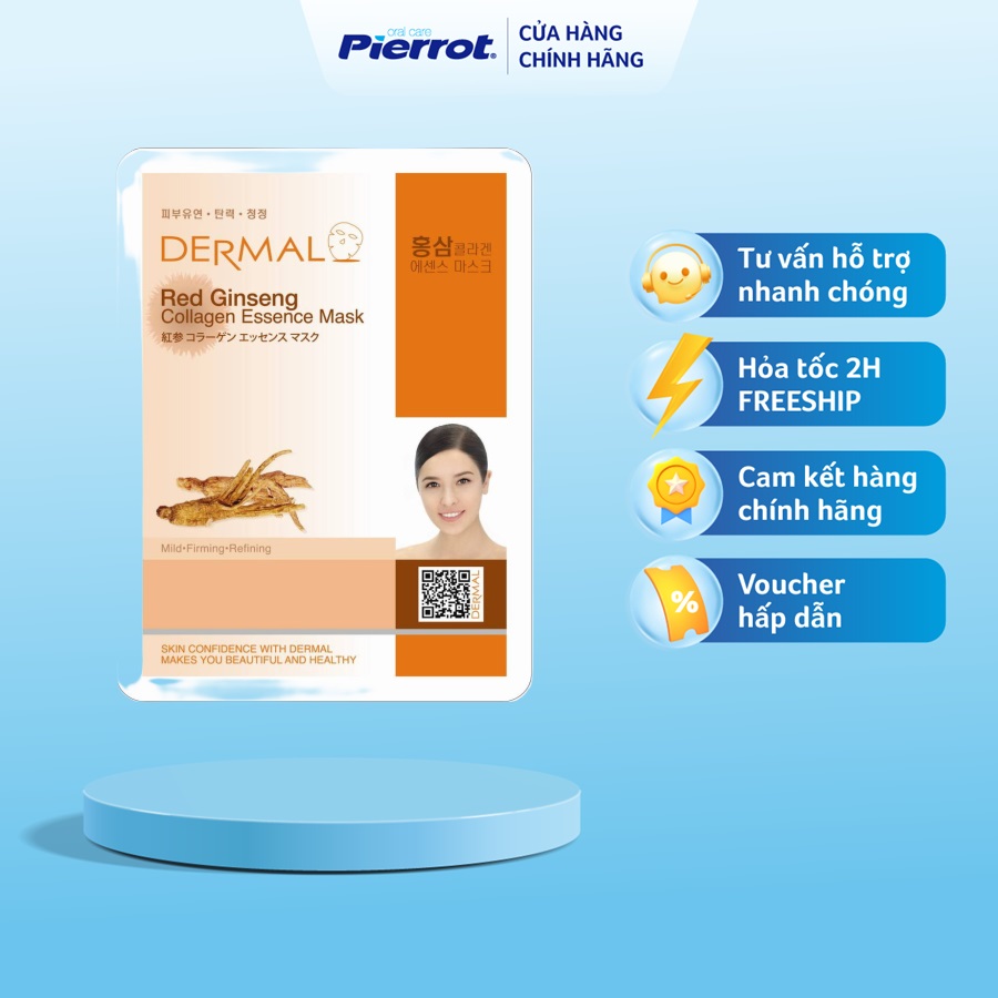 [ Mua 10 tặng 2 ] Mặt nạ dưỡng da Dermal tinh chất hồng sâm và collagen 23g
