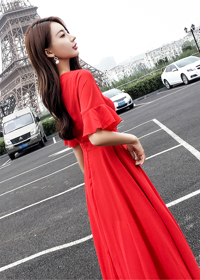 Đầm Xoè Dài Sang Trọng Thắt Nơ Size