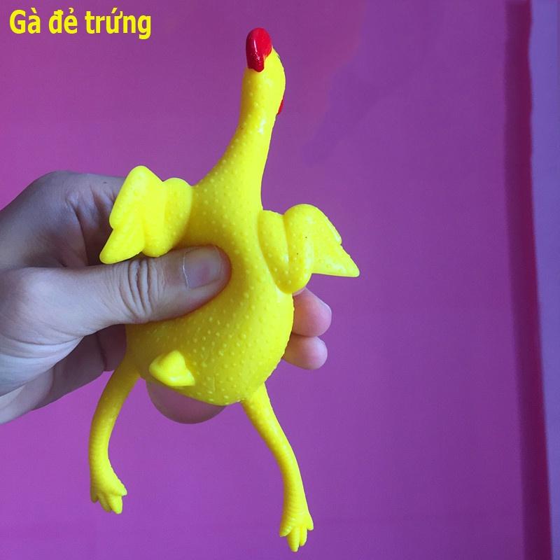Đồ chơi bóp xả stress hình con gà đẻ trứng vui nhộn có móc khóa