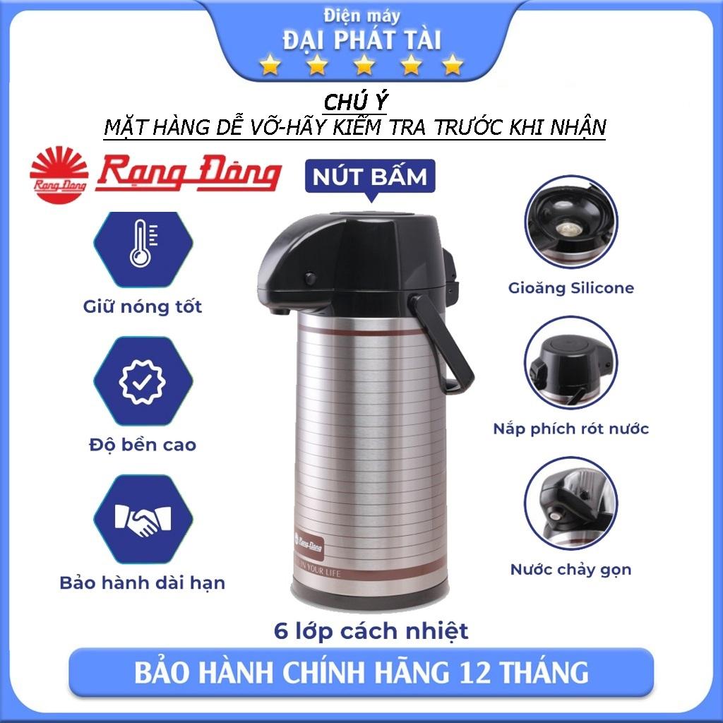 Phích giữ nhiệt Inox cao cấp Rạng Đông - 2045 ST3.E [2 Lít - Nút ấn rót nước