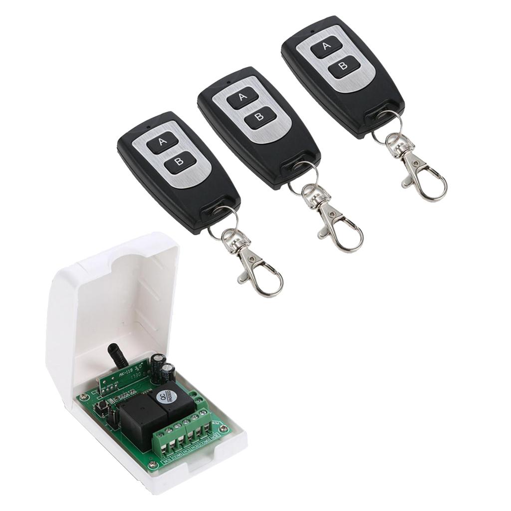 DC 12V Không Dây Rơ Le Điều Khiển từ xa 3 Bộ Phát + Đầu Thu cho Nhà Để Xe Cửa