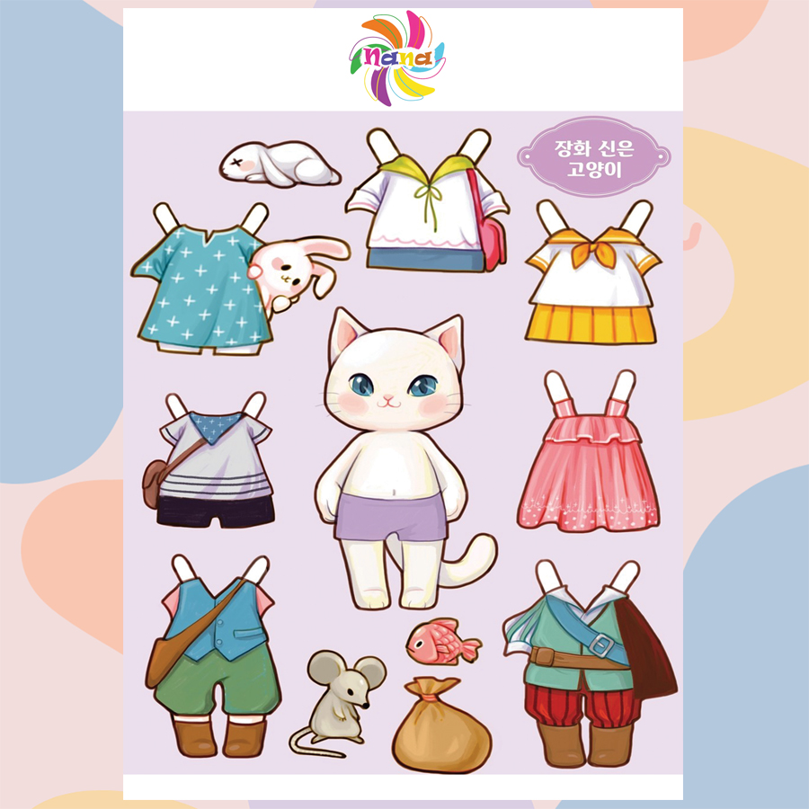 Búp bê giấy (paper doll)  thay đồ thời trang đồ chơi cắt thủ công cho bé Combo 6 hình siêu đáng yêu MHG004