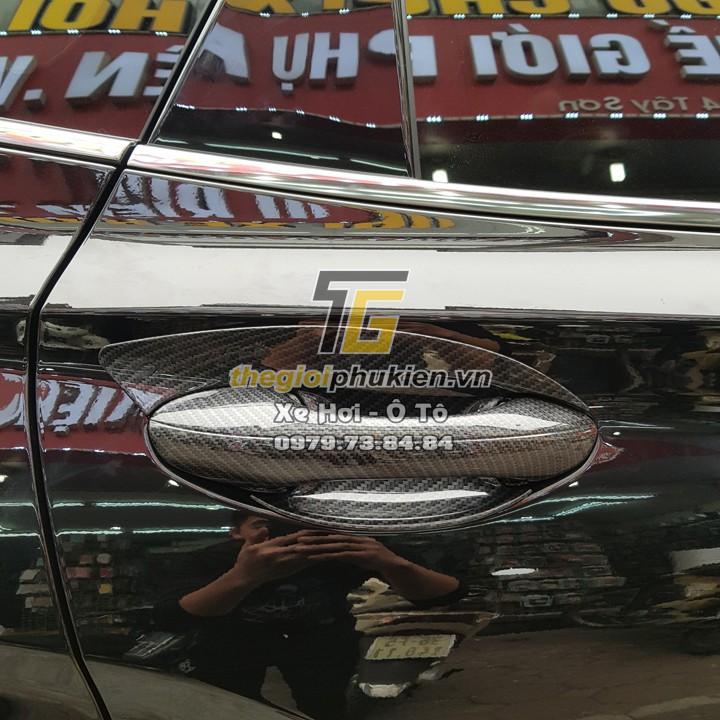 Combo bộ ốp tay nắm cửa vân Carbon và hõm cửa 3M xe Hyundai Santafe 2021