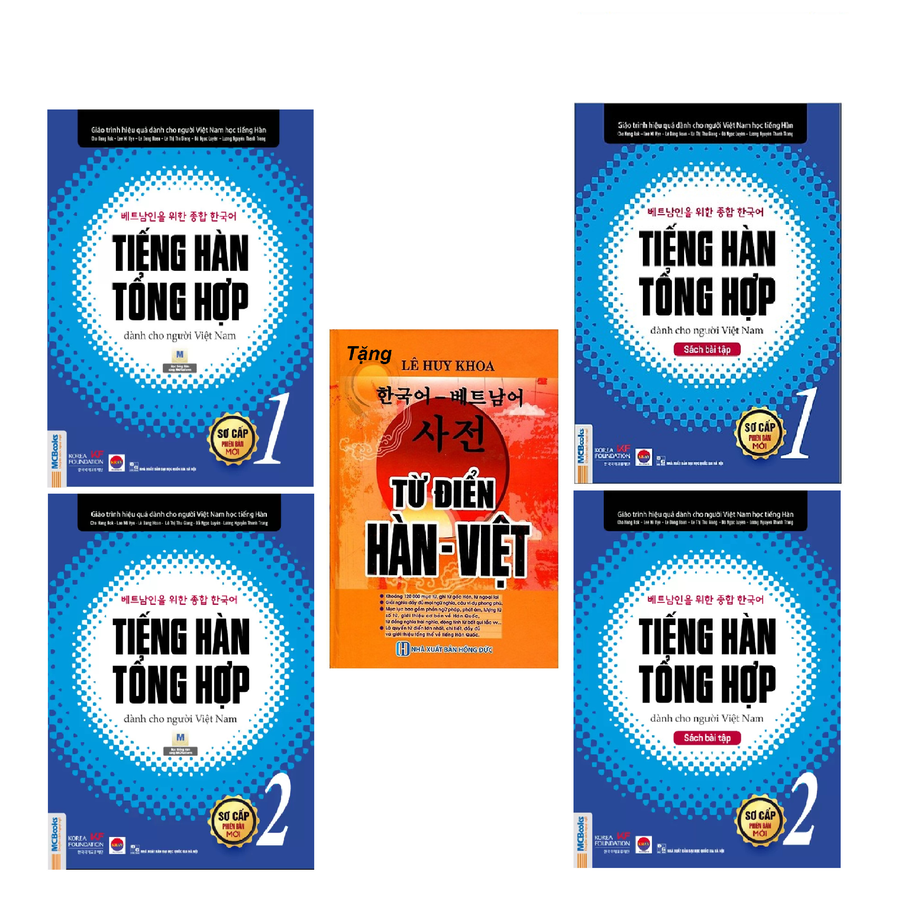 Combo bộ 4 cuốn Giáo trình tiếng Hàn tổng hợp dành cho người Việt Nam ( Bản Đen Trắng ) - Tặng Từ Điển Hàn - Việt PB