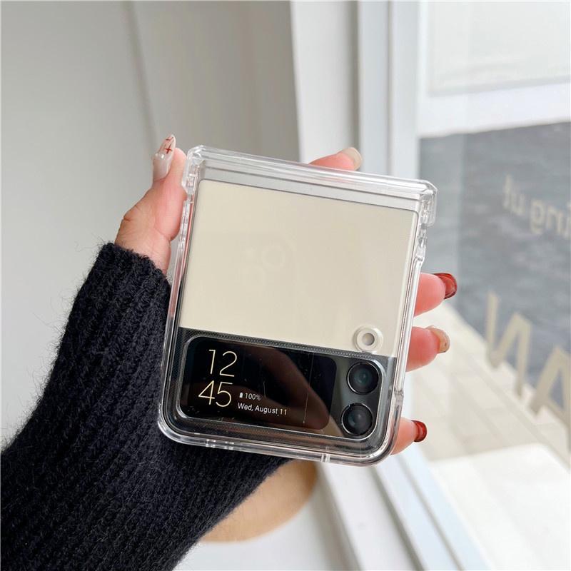 Ốp Lưng Nhựa Cứng Chống Sốc Trong Suốt Cho Dòng Samsung Galaxy Z Flip 3 / Z Flip 4