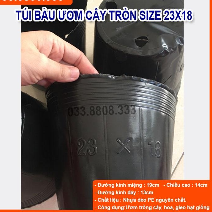 TUÍ BẦU TRÒN ĐEN ƯƠM CÂY - 1KG - CHẬU NHỰA SỬ DỤNG NHIỀU LẦN