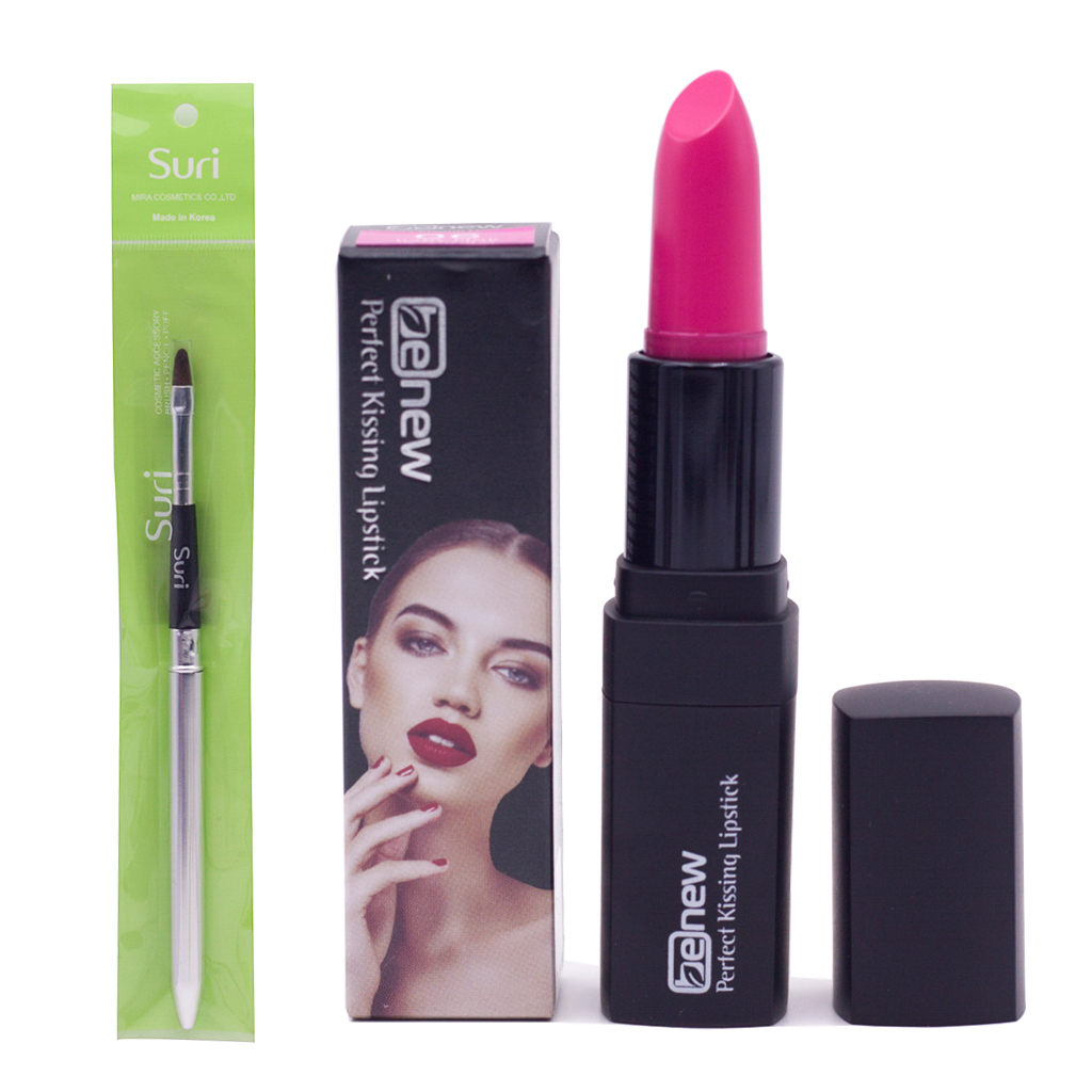 Son Môi  Hàn Quốc Dưỡng Màu Hồng Baby Cao Cấp Benew Perfect Kissing Lipstick (3,5g) + Cọ Kẻ Môi Hàn Quốc Thông Minh Thế Hệ Mới Suri Lip Brush – Hàng Chính Hãng