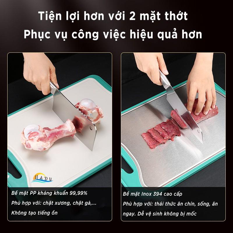 Thớt Inox 304 Kháng Khuẩn Cao Cấp 2 Mặt Size Lớn Đạt Chất Lượng Đức HADU