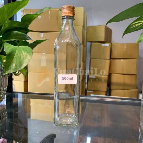 CHAI VUÔNG THỦY TINH NẮP NHÔM 500ML