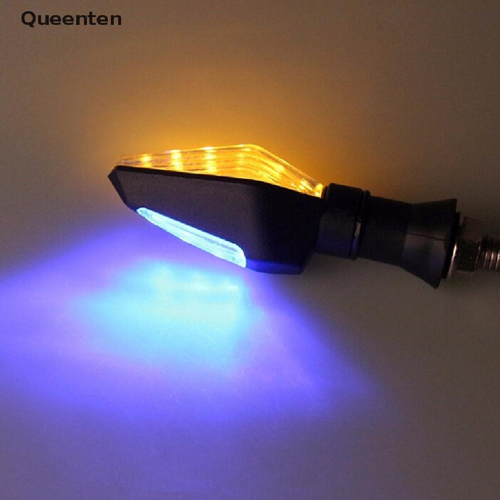 Queenten 12LED Amber+Blue Motorcycle Turn Signal Indicator Light Blinker Universal QT