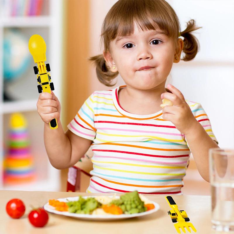 3 Bộ Đồ Ăn Cho Trẻ Em Ô Tô Xe Ủi Máy Xúc Xẻng Dao Kéo Trẻ Em Bộ Đồ Ăn Chất Liệu An Toàn Đồ Dùng Trẻ Em Muỗng Nĩa Bộ