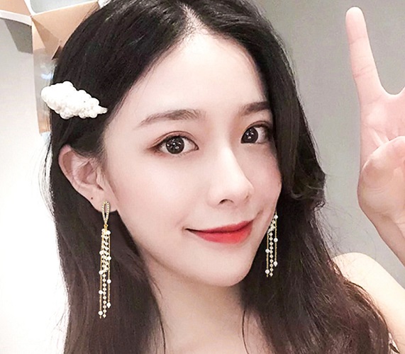 Bông tai chuỗi pha lê đá sang trọng dự tiệc