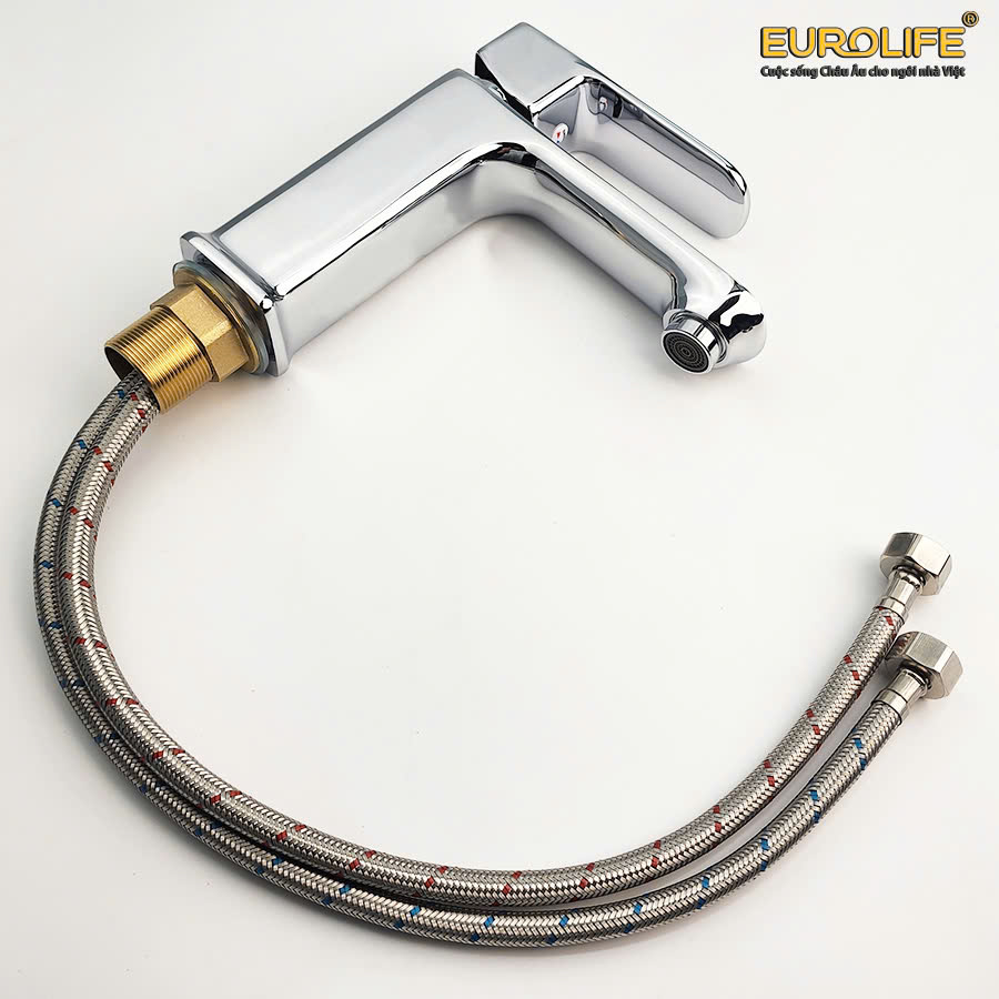 Vòi Lavabo nóng lạnh Đồng mạ Chrome Eurolife EL-8002 (Trắng bạc)