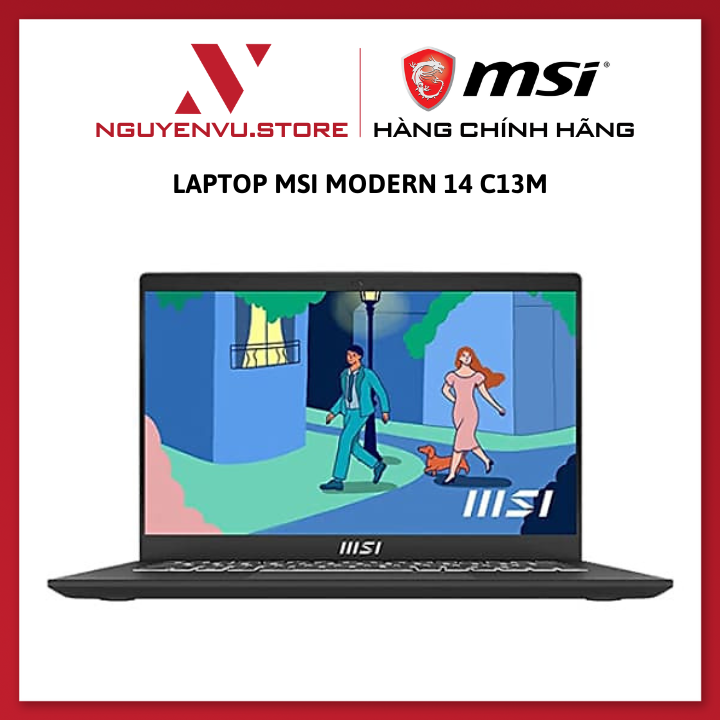 Laptop MSI Modern 14 C13M (i3-1315U/8GB/512GB SSD/Intel UHD Graphics/14&quot; FHD/Black) - Hàng Chính Hãng