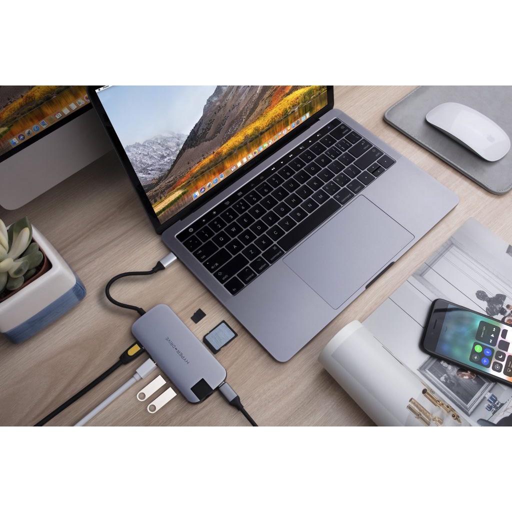 [HÀNG CHÍNH HÃNG] Cổng chuyển đổi dành cho MacBook, PC &amp; Devices Hyperdrive SLIM USB-C Multi xuất ra 8 cổng