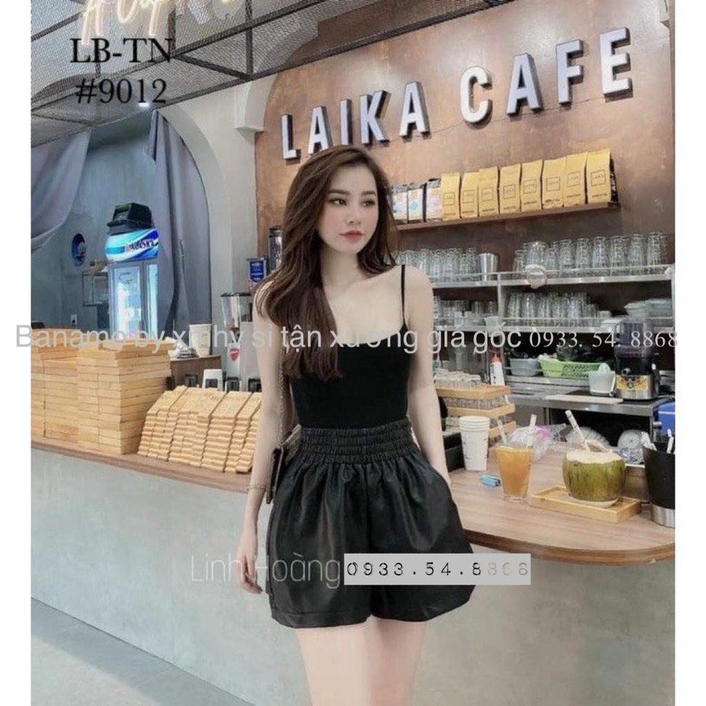 Quần short da nữ thiết kế cạp chun bản to dáng phồng trẻ trung siêu xinh cá tính thời trang Banamo Fashion 695