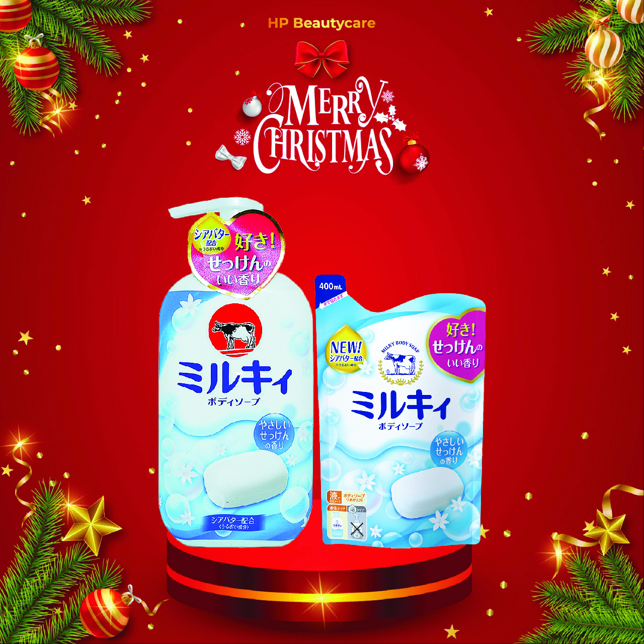 Combo Sữa Tắm Sáng Da Hương Hoa Cỏ Cow Milky Body Soap Citrus
