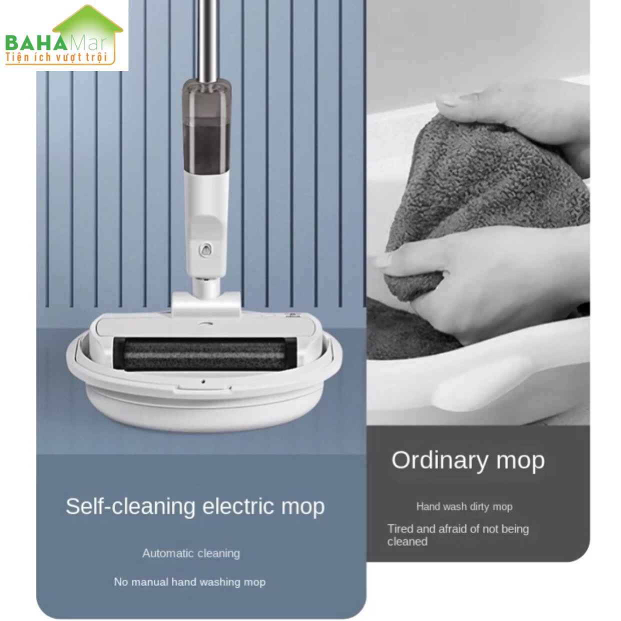 BỘ MÁY HÚT BỤI - LAU NHÀ THÔNG MINH LAU ƯỚT VÀ KHÔ BẰNG CON LĂN HÚT - GIẶT TỰ ĐỘNG "BAHAMAR" tự động lau ướt và khô thông minh, có con lăn thực hiện hút và giặt thuận tiện không lo bẩn tay