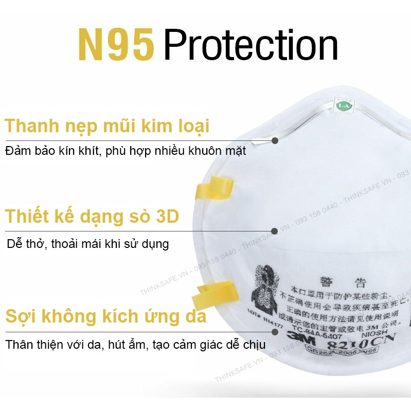 Khẩu trang N95 3M 8210 - Khẩu trang 3d mask đạt chuẩn N95 chống bụi chống độc Khẩu trang 3m phòng dịch chính hãng