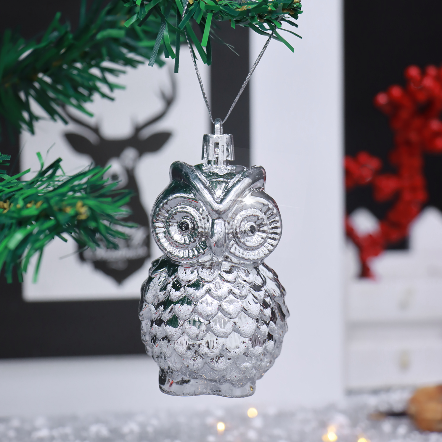 Set 2 Chim Cú E52 Treo Cây Thông Noel Phụ Kiện Trang Trí Giáng Sinh