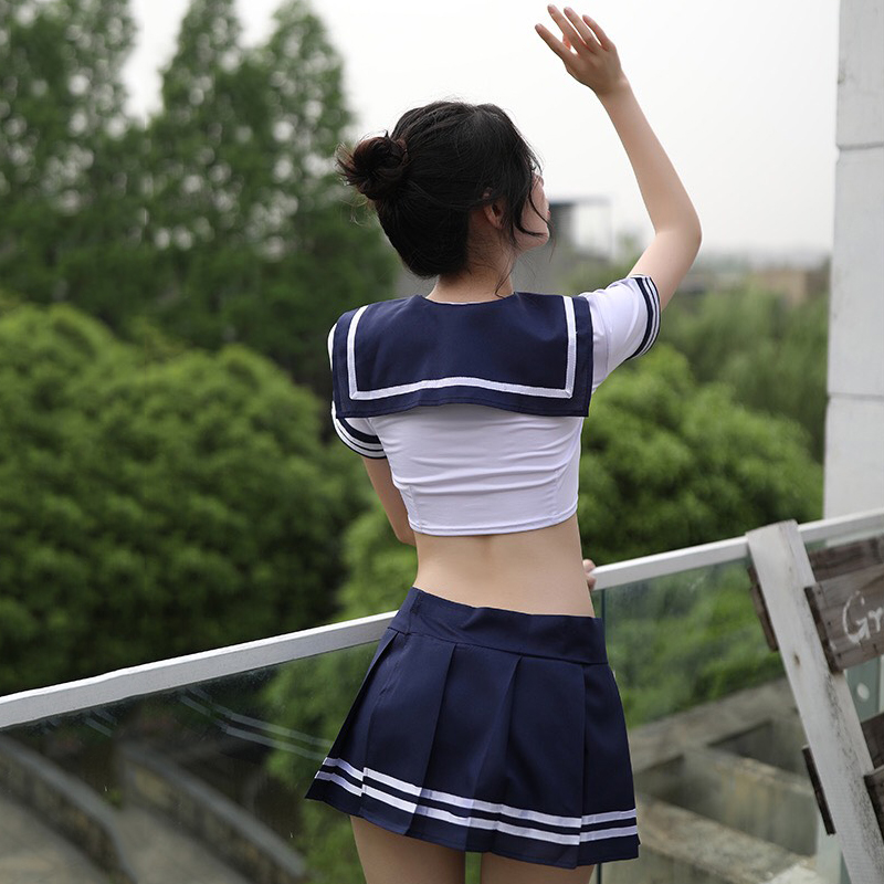 Cosplay hóa trang học sinh áo kèm chân váy sexy Q604 - Áo kèm chân váy gợi cảm - Đồ ngủ nữ