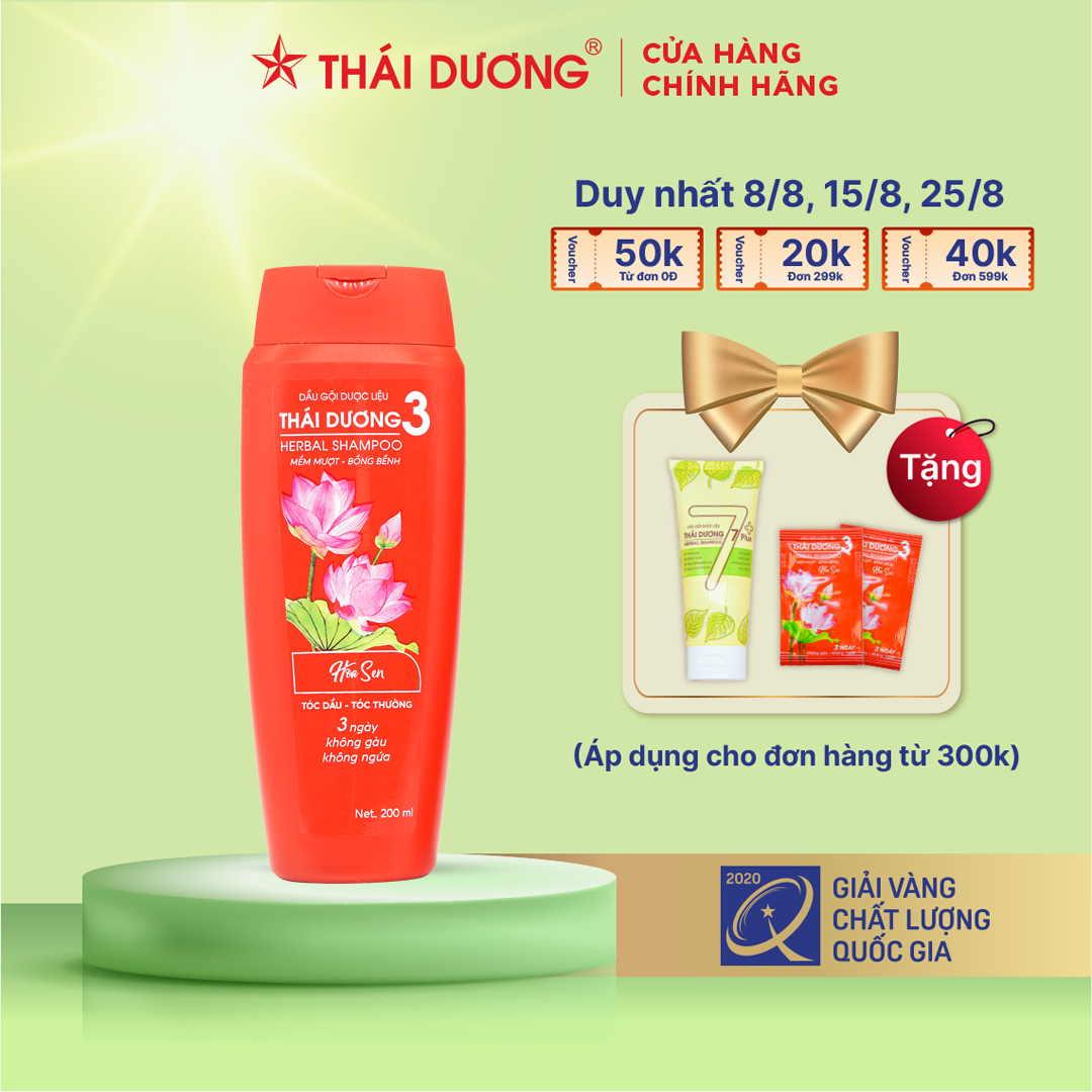 Dầu gội dược liệu Thái Dương 3 ( Hoa Sen ) dung tích 200ML/500ML - Sao Thái Dương