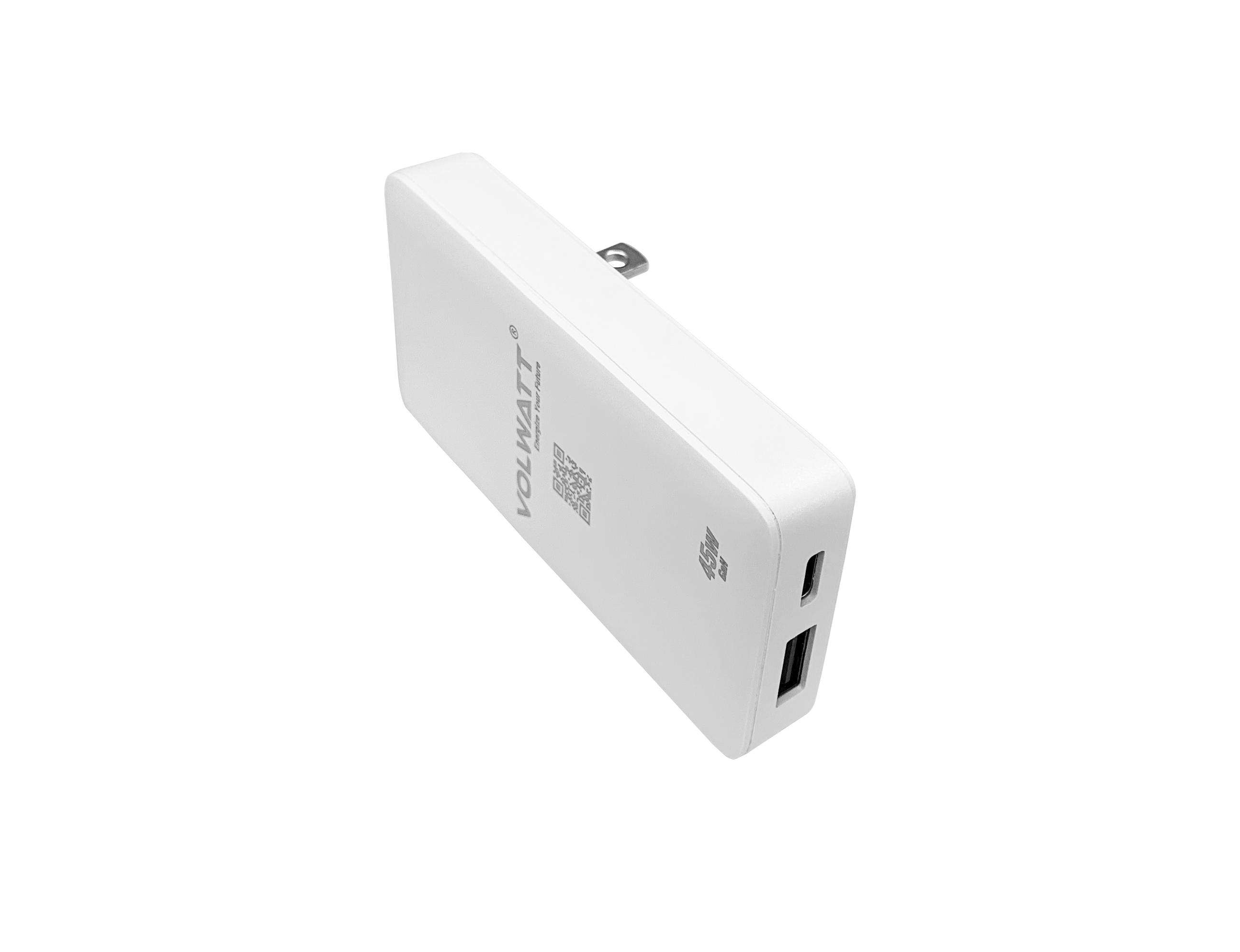 Củ sạc nhanh siêu mỏng Volwatt GE-45GS-C-A-MF 45W GaN Fast Charger  - Hàng Chính Hãng Full box