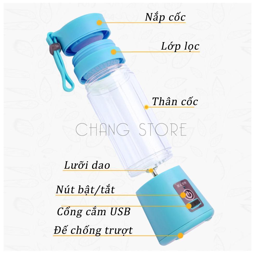 Máy Xay Sinh Tố, Máy Ép Trái Cây Juice Cup 2 Cốc Kèm Sạc USB Đa Năng