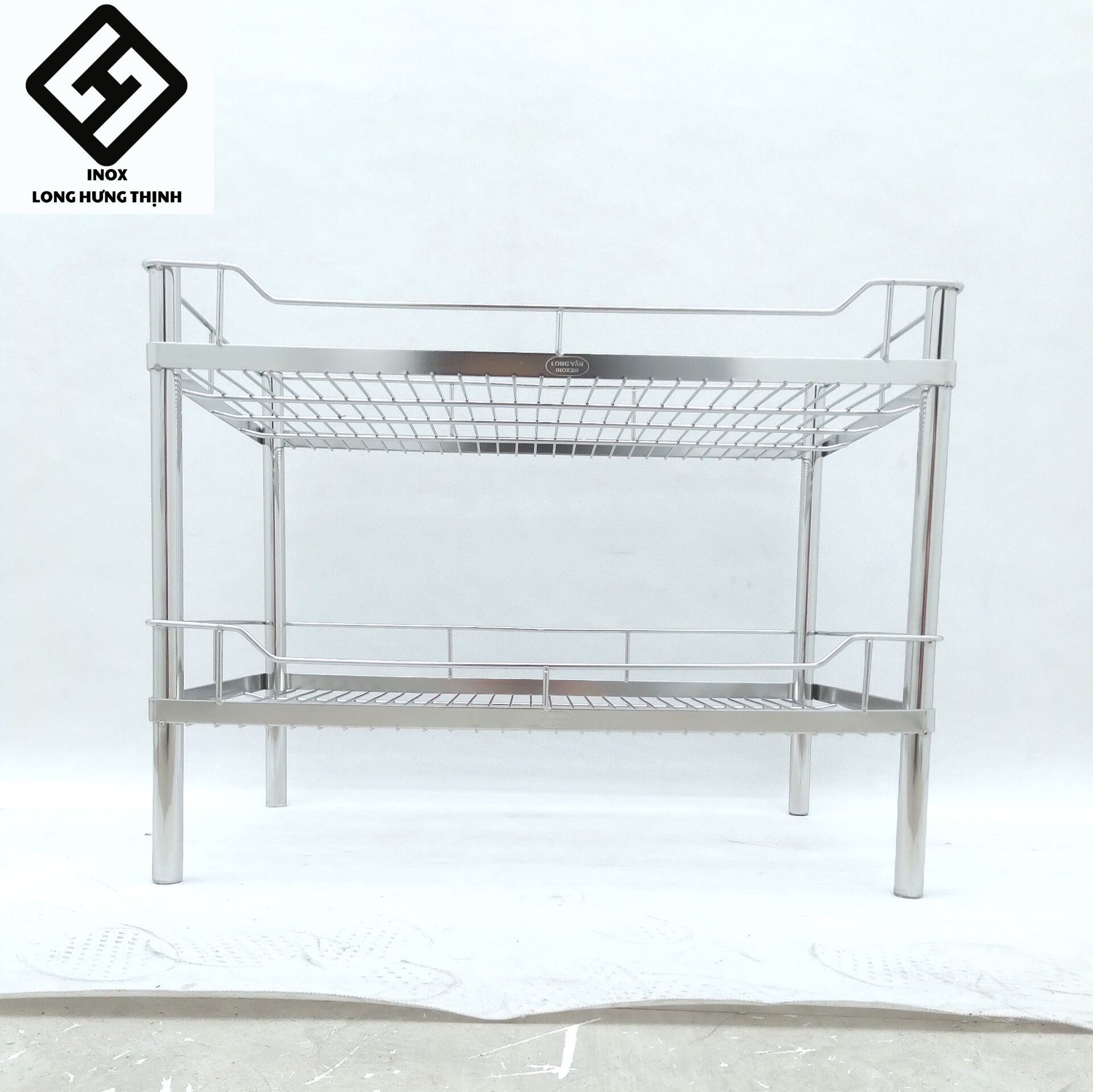 Kệ chén bát 100% INOX 304 cao cấp 2 tầng 38x60x46 cm , dụng cụ nhà bếp tiện lợi, kệ bếp Inox đa năng úp bát phòng bếp