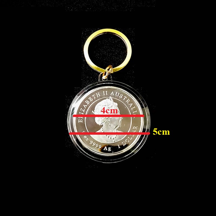 Móc Khóa Xu Úc Hình Con Cọp (Hổ) Mạ Bạc, Dùng để trang trí chìa khóa, làm quà tặng dịp Lễ, Tết, kích thước 5cm, màu bạc - TMT Collection - SP005413