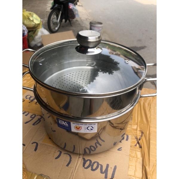 nồi hấp 2 tầng chất liệu inox dùng bếp từ size 28cm giá hấp rời lỗ hấp nhỏ tiện lợi