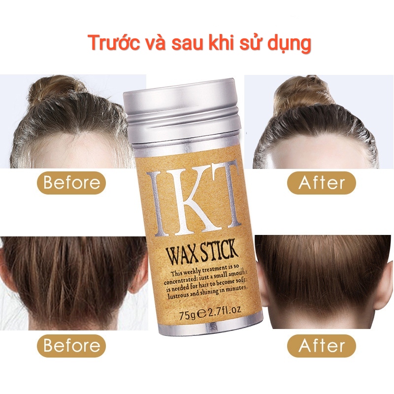Sáp vuốt tóc Nam Nữ IKT Wax Stick 75g dạng thỏi giữ nếp tóc con, keo tạo kiểu tóc