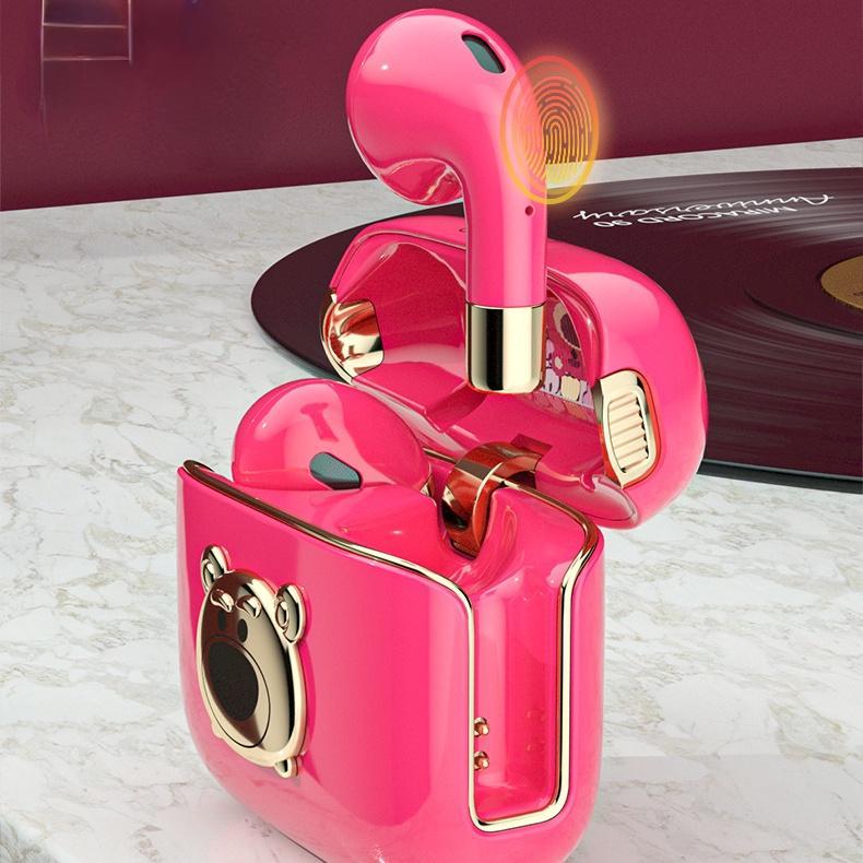 DISNEY Tai Nghe Nhét Tai Bluetooth Q6 Chống Ồn Hình Gấu Dễ Thương Tích Hợp Micro Phong Cách Thể Thao