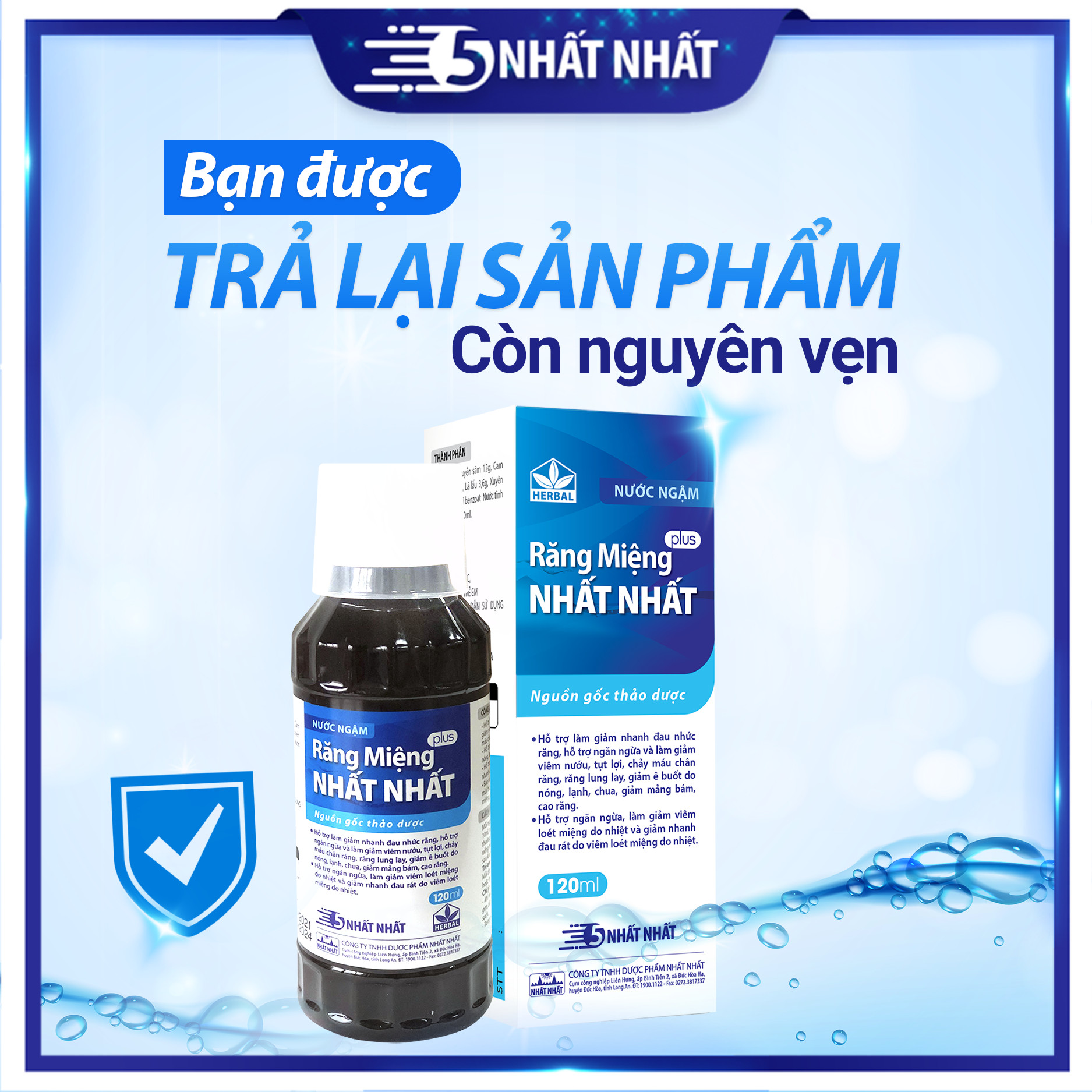 Nước ngậm răng miệng Nhất Nhất Plus - giúp giảm viêm nướu, tụt lợi, nhiệt miệng, sâu răng - chai 120 ml