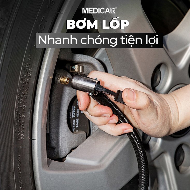 Máy bơm lốp ô tô MEDICAR - Công suất mạnh, Cảm biến thông minh, tự động ngắt khi đầy
