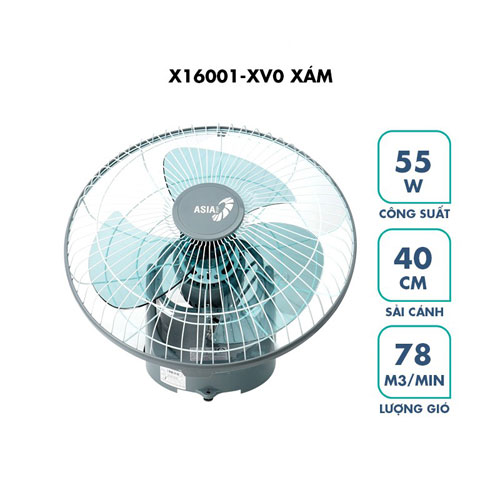 Quạt trần đảo ASIAvina X16002-XV0 - Xám (Remote) (55W) - Hàng chính hãng