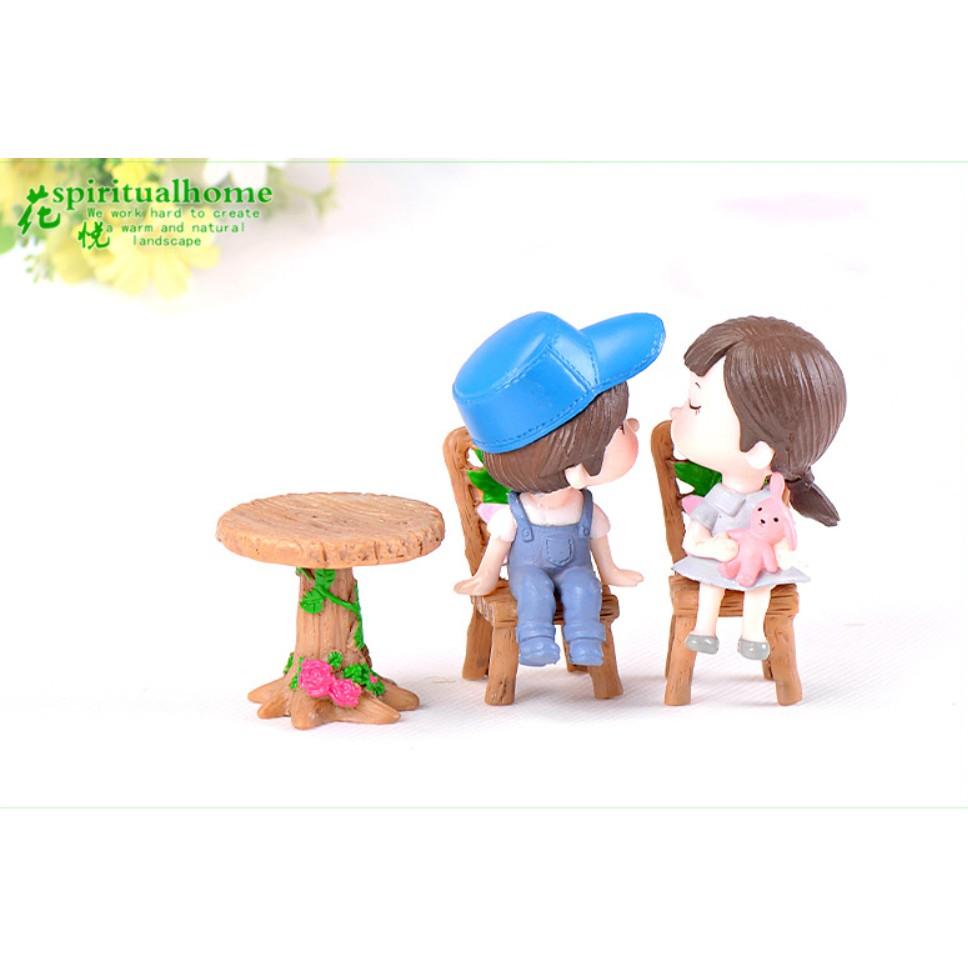 KHO-HN * Bộ bàn ghế dạng mộc trang trí nhà búp bê, bonsai, tiểu cảnh, terrarium, DIY