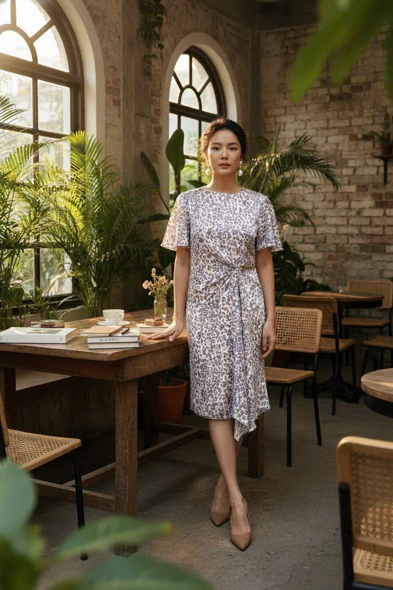 Đầm Suông Nhấn Eo Anh Đào thời trang thiết kế Hity Dre216