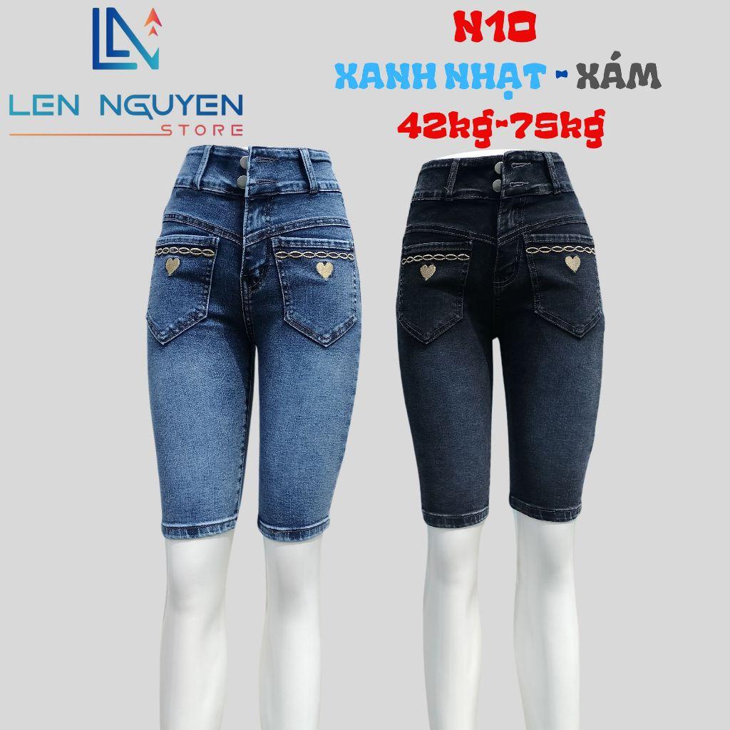 N10_Quần jean nữ, 5 tất, lưng cao, quần bò nữ dáng ôm, quần rin nữ có big size, cho 42kg đến 75kg,LEN NGUYEN STORE - Xám