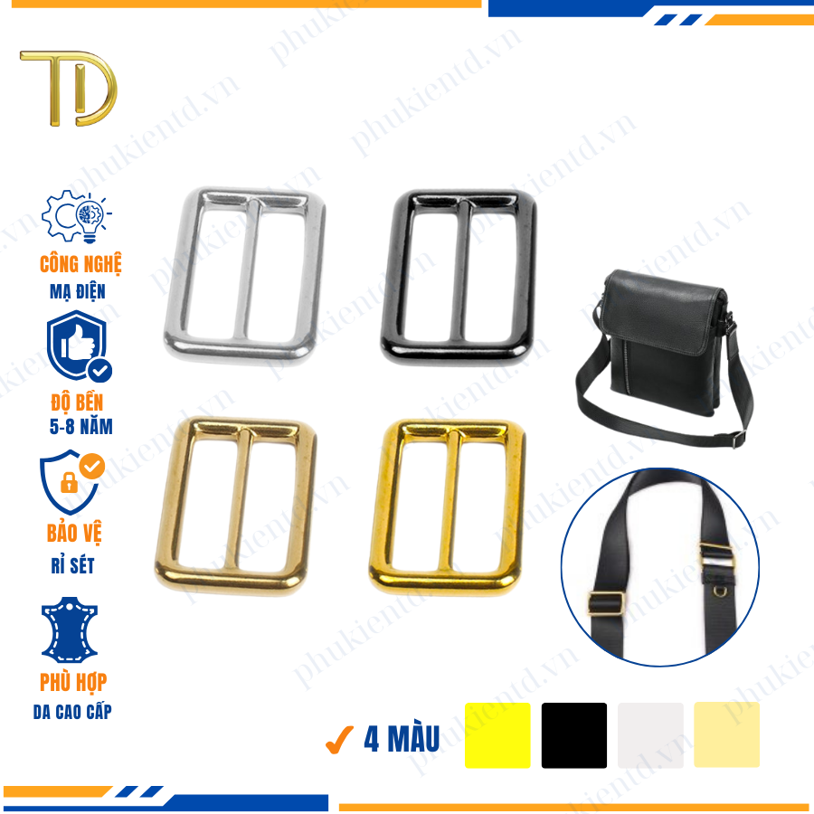 Khoen tăng giảm dây túi xách, Khoen chỉnh dây đeo túi, Tăng đơn túi xách 19mm mạ điện độ bền 5-8 năm