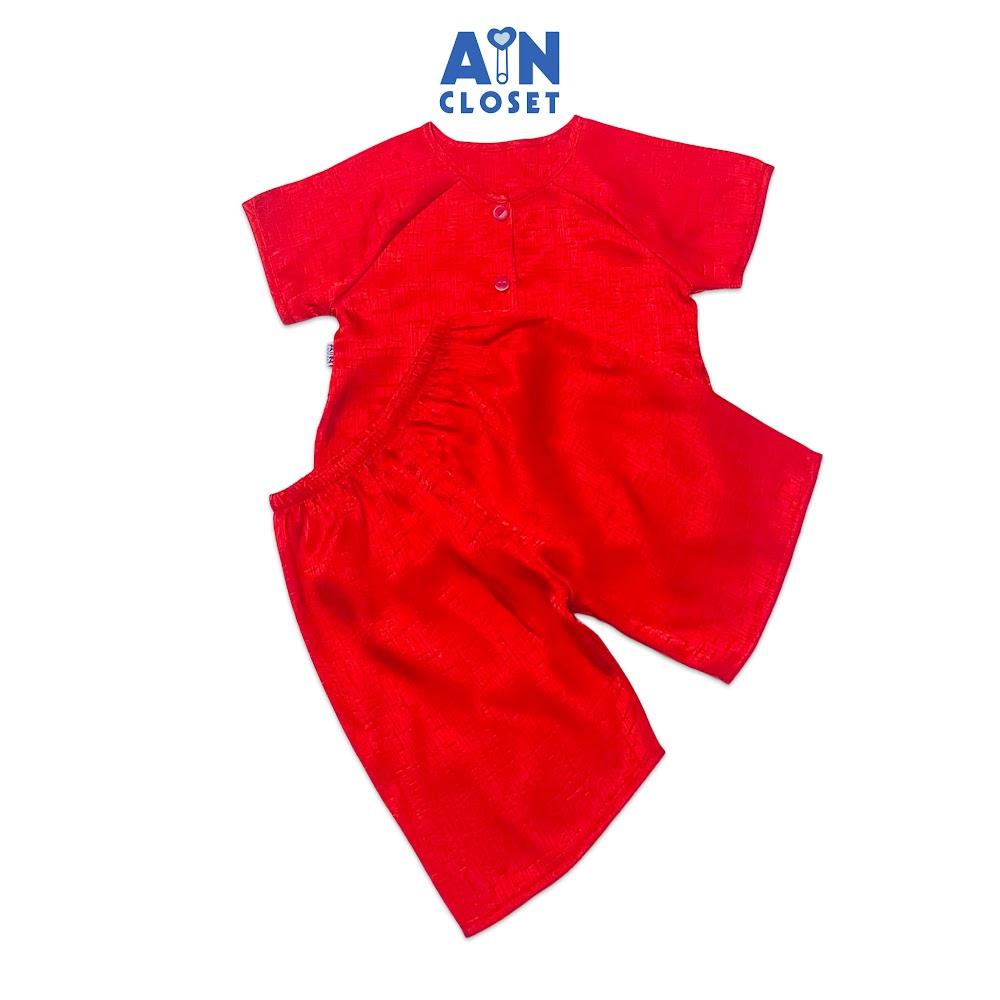 Bộ quần áo bà ba lửng unisex cho bé Hoa văn gấm đỏ - AICDBT9NWL0S - AIN Closet