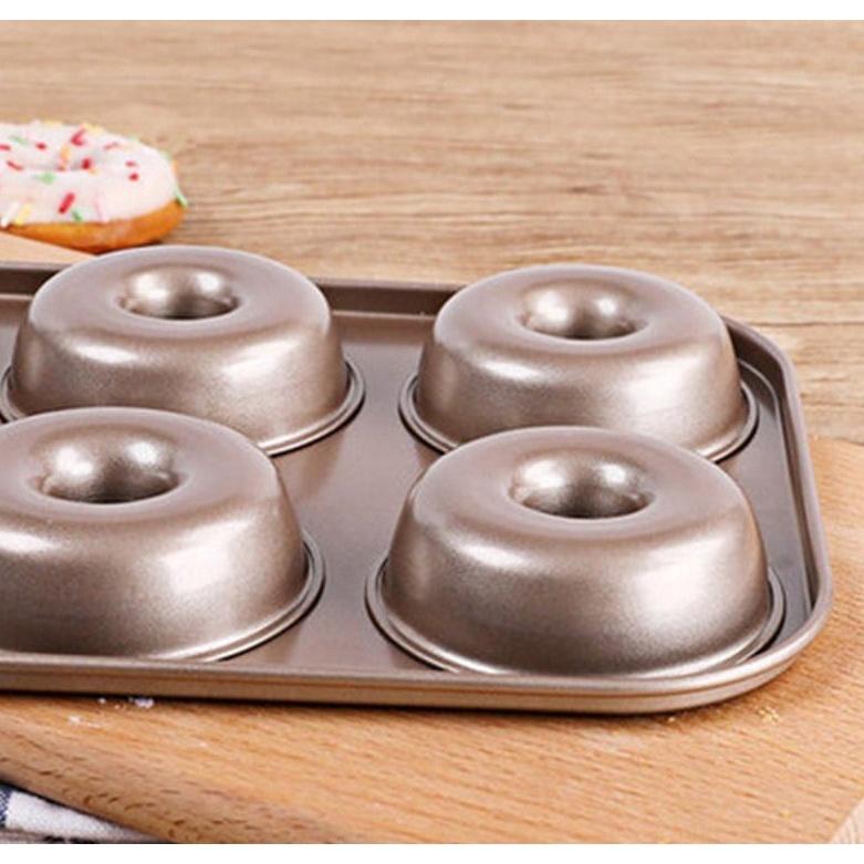 Khay Nướng Bánh Donut 6 Lỗ Bằng Thép Carbon Chống Dính