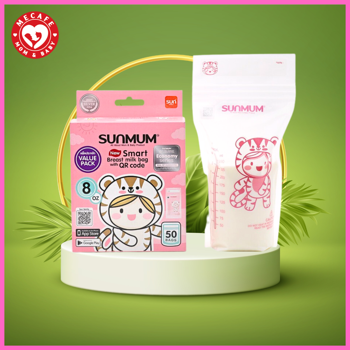 Túi đựng sữa mẹ sunmum 250ml (Hộp 50 túi) tặng 2 túi zipper bảo quản