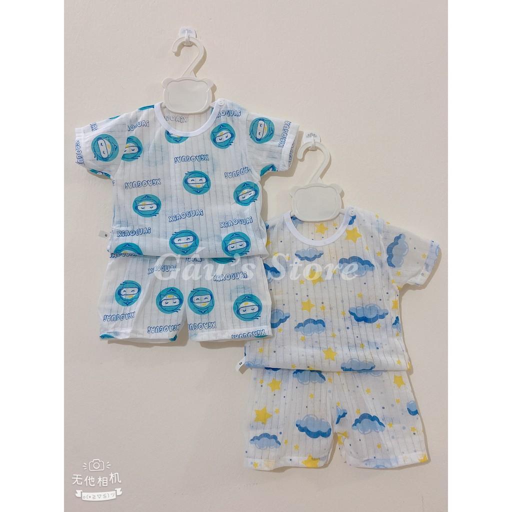 Bộ cotton giấy in họa tiết ngộ nghĩnh cho bé