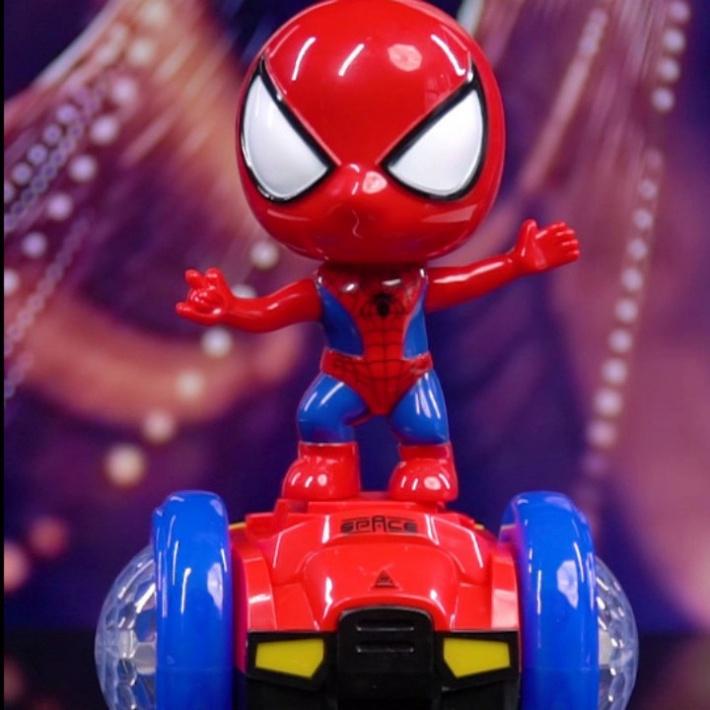 Đồ Chơi Cho Bé Siêu Nhân Người Nhện Spider Man Lái Xe Ô Tô Đua Xoay Tròn Phát Sáng Phát Nhạc