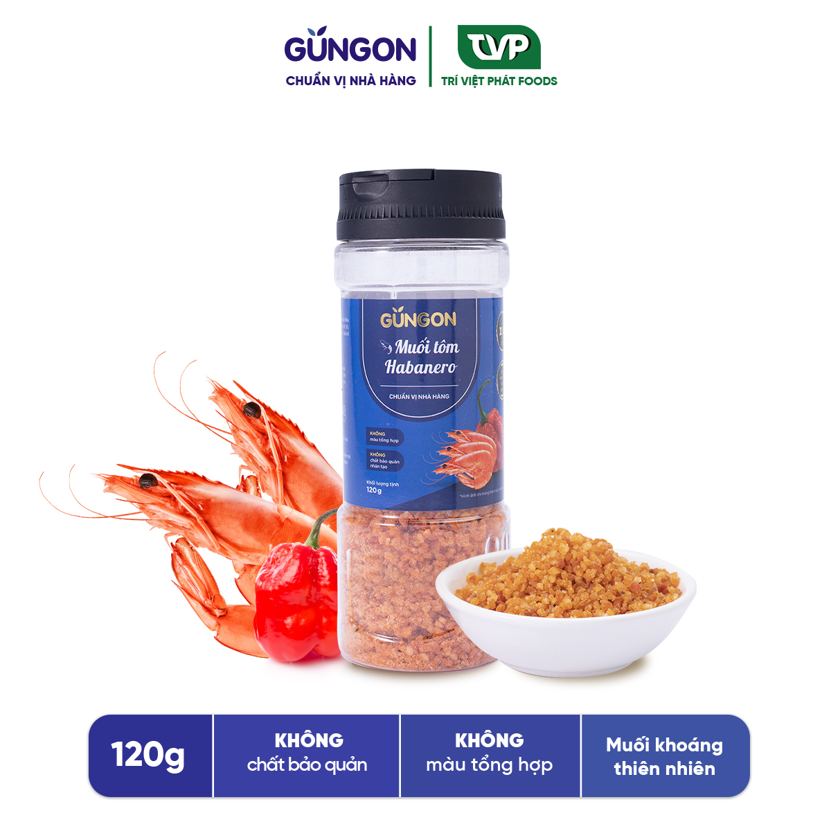 Muối tôm habanero Gungon từ muối khoáng chấm trái cây rau củ 120g