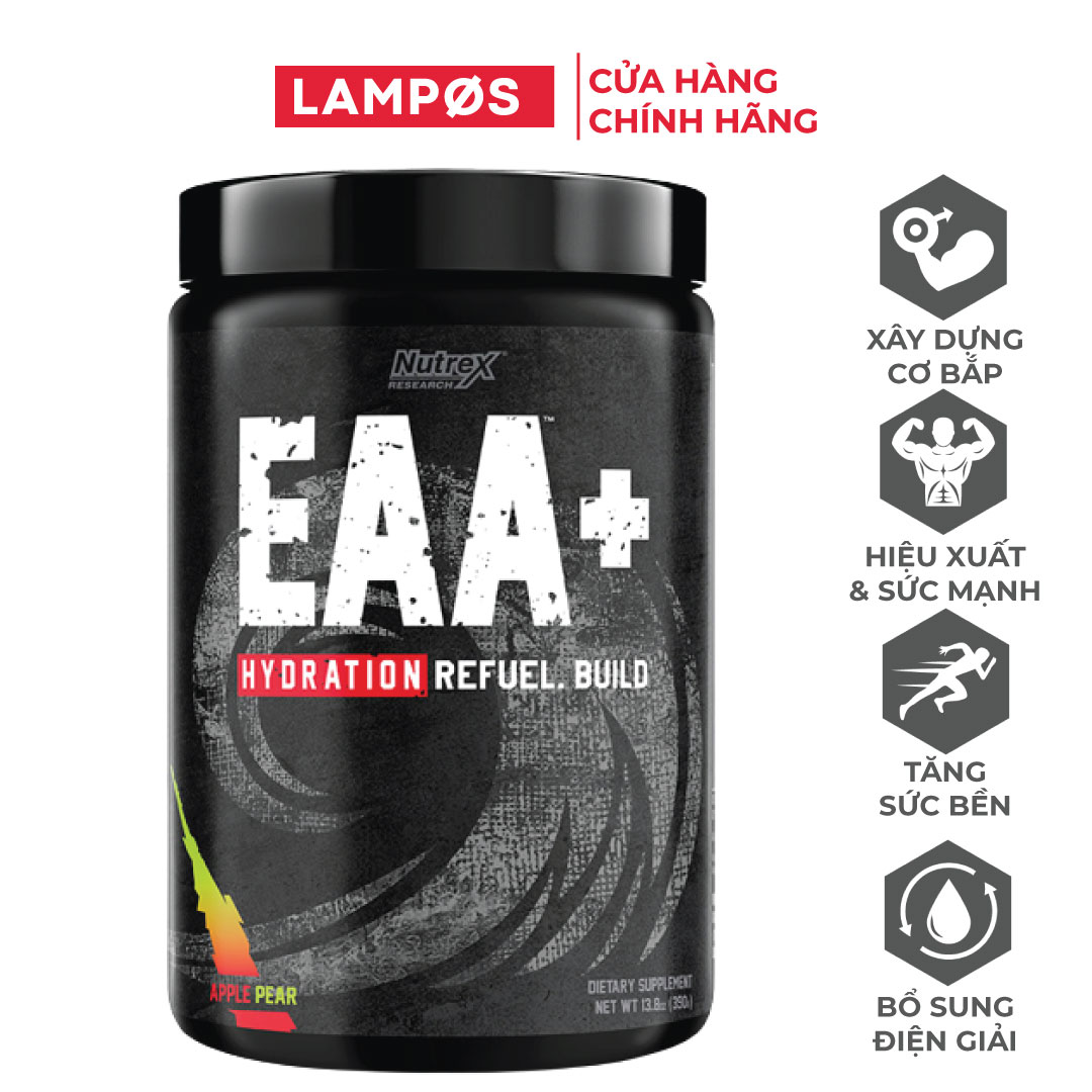 Nutrex EAA+ Hydration, Phục Hồi &amp; Xây Dựng Cơ Bắp, Sức Mạnh, Sức Bền, Bổ Sung 8G Amino Axit Thiết Yếu + BCAA  + 1.5G Chất Điện Giải, 30 Lần Dùng