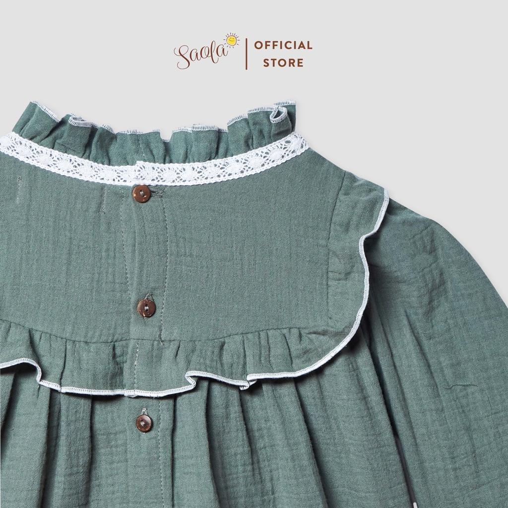 Đầm Bé Gái/Váy Bé Gái Phong Cách Vintage Chất Liệu Muslin Cao Cấp - JENNIE DRESS - DRM002 - SAOLA KIDS CLOTHING